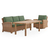 Sonoma Natural Outdoor Wicker with Cushions 3 Piece Swivel Sofa Group + 65 x 34 in. Poly Rattan Lounge Height Coffee Table