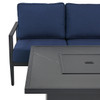 Portofino Husk Midnight Aluminum with Cushions 3 Piece Sofa Group + 42 in. Sq. Fire Pit Table