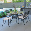 Tivoli Matte Black Cast Aluminum with Cushions 7 Piece Dining Set + 72 x 42 in. Table