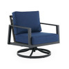 Portofino Husk Midnight Aluminum with Cushions 4 Piece Swivel Loveseat Group + 48 in. D Fire Pit Table
