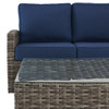Sonoma Husk Outdoor Wicker with Cushions 3 Piece Swivel Sofa Group + 32 in. Sq. Glass Top Coffee Table