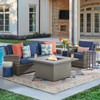 Sonoma Husk Outdoor Wicker with Cushions 3 Piece Swivel Sofa Group + 42 in. Sq. Sintered Fire Pit Table
