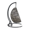 Bali Matte Black Aluminum and Husk Wicker with Cushions Hanging Loveseat