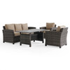 Venice Silver Oak Outdoor Wicker with Cushions 4 Piece Sofa Group + 59 x 32 in. Aluminum Top Lounge Table
