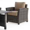 Venice Silver Oak Outdoor Wicker with Cushions 4 Piece Sofa Group + 59 x 32 in. Aluminum Top Lounge Table