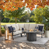 Fairmont Rustic Bronze Aluminum 4-Piece Outdoor Sectional with Cushions and Fire Pit, 54 in. Diameter