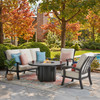 Fairmont Rustic Bronze Aluminum 4-Piece Outdoor Sofa Set with Cushions and Fire Pit Table, 54 in. Diameter