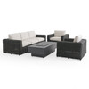 Laguna 4-Piece Outdoor Wicker Sofa Set with Cushions and Rectangular Aluminum Fire Pit Table, 63 in. x 31 in.