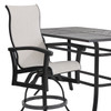 Fairmont Rustic Bronze Aluminum with Site Linen Sling 7 Piece Gathering Height Set + 70 x 42 in. Table