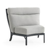 Siena Coal Aluminum 4-Piece Sectional Set with Stone Grey Cushions and Round Gas Fire Pit Table, 44 in. Diameter