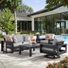 Montauk Polymer with Cushions 6 Piece Modular Swivel Sofa Group + 48 x 32 in. Coffee Table