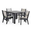 Montauk Polymer with Sling 5 Piece Dining Set + 44 in. Sq. Table