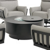 Siena Coal Aluminum 5-Piece Chat Set with Cushions and Round Gas Fire Pit Table, 44 in. Diameter