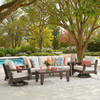 Savannah Mocha Polymer with Cushions 4 Piece Swivel Sofa Group + 48 x 32 in. Coffee Table