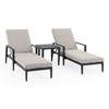 Portofino Husk Midnight Aluminum with Cushions 3 Piece Chaise Set + 20 in. Side Table