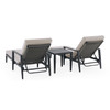 Portofino Husk Midnight Aluminum with Cushions 3 Piece Chaise Set + 20 in. Side Table