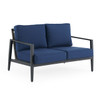 Portofino Husk Midnight Aluminum with Cushions 3 Piece Sofa Group + Loveseat and Club Chair