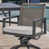Portofino Husk Midnight Aluminum with Cushions 5 Piece Swivel Dining Set + 43 in. Sq. Table