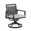 Portofino Husk Midnight Aluminum with Cushions 5 Piece Swivel Dining Set + 43 in. Sq. Table