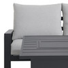 Carmel Midnight Aluminum 4-Piece Sofa Set includes 44 x 28 in. Fire Pit Table