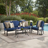 Roma Black Gold Cast Aluminum with Cushions 3 Piece Sofa Group + 42 x 21 in. Coffee Table