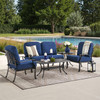 Roma Black Gold Cast Aluminum with Cushions 4 Piece Loveseat Group + 42 x 21 in. Coffee Table