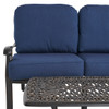 Roma Black Gold Cast Aluminum with Cushions 4 Piece Swivel Loveseat Group + 42 x 21 in. Coffee Table