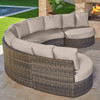 San Lucas Outdoor Wicker with Cushions 4 Piece Cuddle Beds Contour Sectional Group
