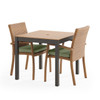 Sonoma Natural Outdoor Wicker with Cushions 3 Piece Bistro Set + 33 in. Sq. Table