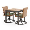 Sonoma Natural Outdoor Wicker with Cushions 3 Piece Swivel Bistro Set + 33 in. Sq. Table