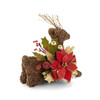 In-Store Only - 14 Inch Red Poinsettia Sitting Deer