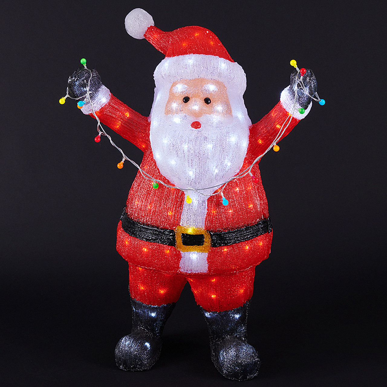 34.6 in. Pre-lit Santa with Lights Christmas Decor Piece LED Cool White,  180 Lights