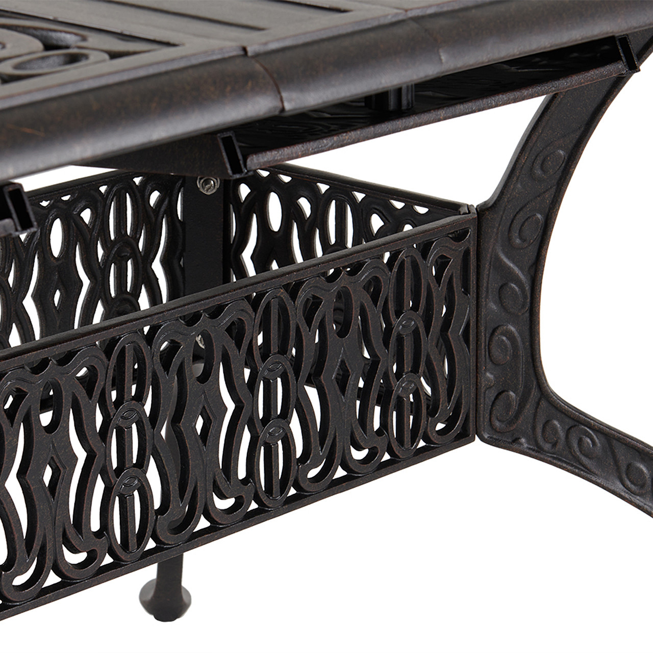 Verona Desert Bronze Cast Aluminum 76-100 x 42 in. Double Extension Dining Table