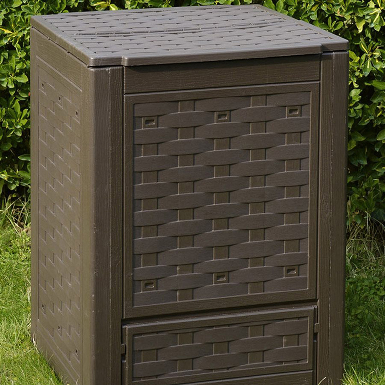 Toomax 79 gal. Brown Embossed Wicker Resin Composter Box - 24 x 24 x 33 in.