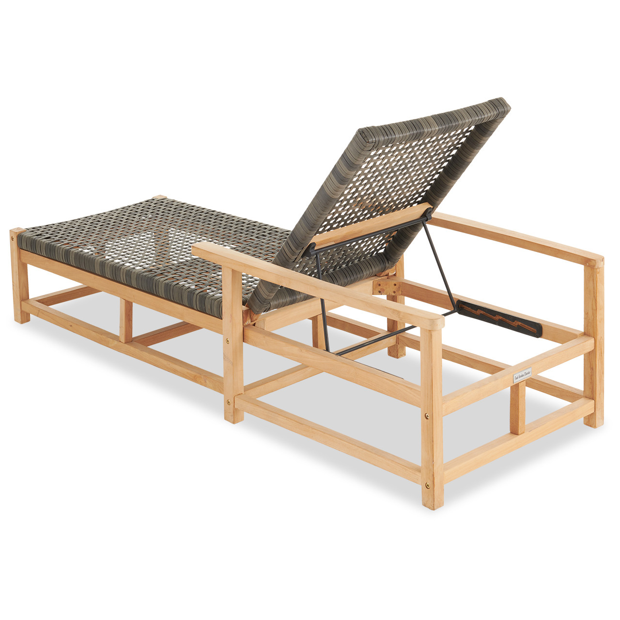 Hampton Driftwood Outdoor Wicker and Solid Teak Chaise Lounge