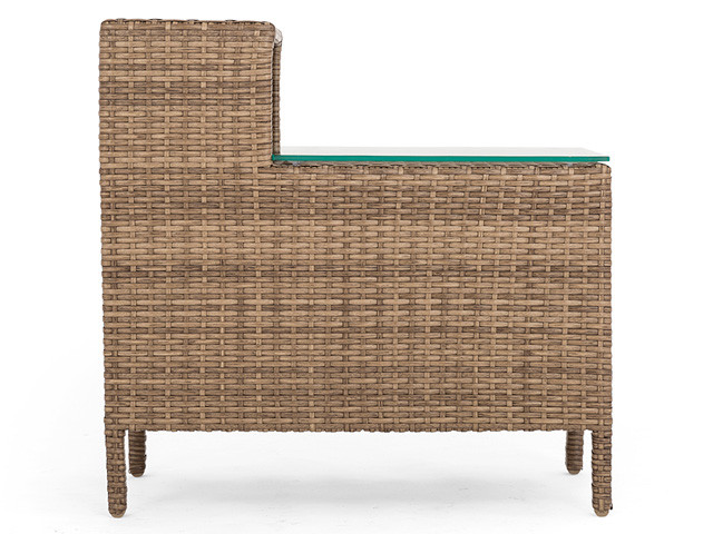 Havana Driftwood Outdoor Wicker Glass Top 28 x 16 in. Side Table