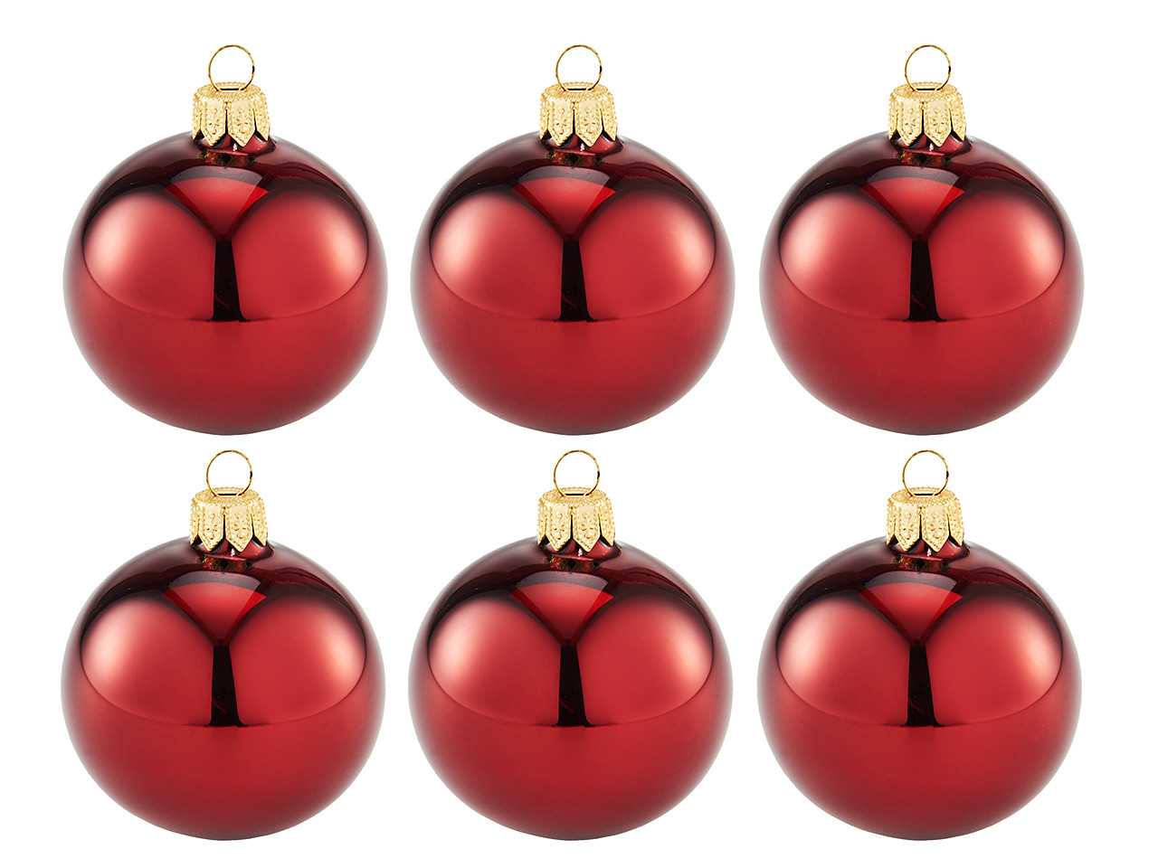 In-Store Only - 60 mm Burgundy Shiny Glass Christmas Ball Ornaments, Set of 6