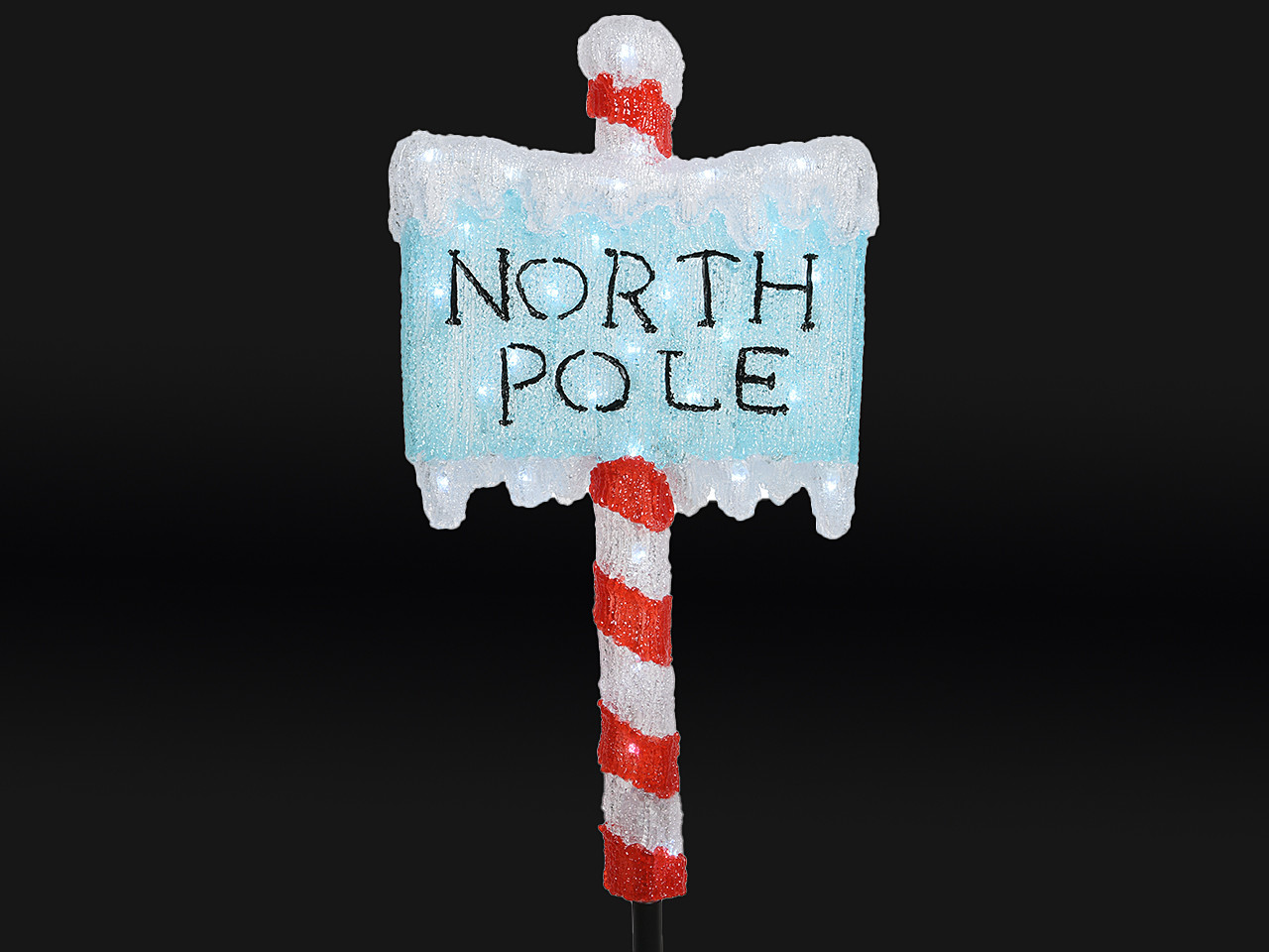 37 in. North Pole Sign Acrylic Christmas Decor Piece LED Cool White, 30 Lights