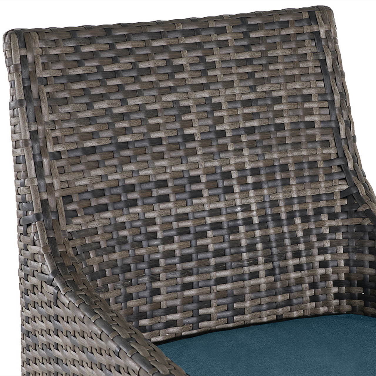 Tangiers Canola Seed Outdoor Wicker with Cast Lagoon Cushion Dining Arm Chair