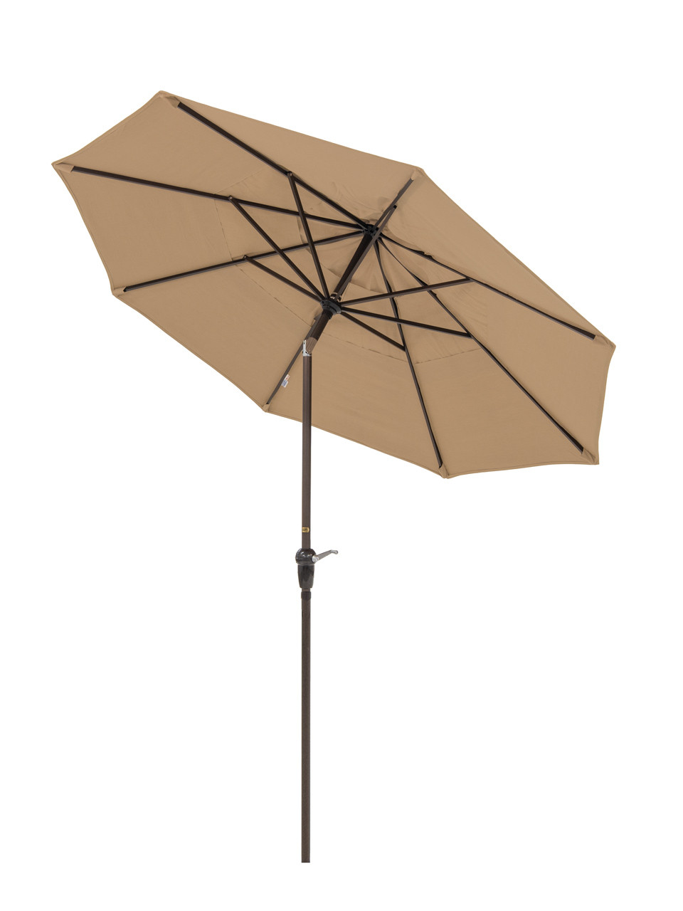 California Umbrella 9 ft. Canvas Heather Beige Canopy and Bronze Aluminum Market Umbrella