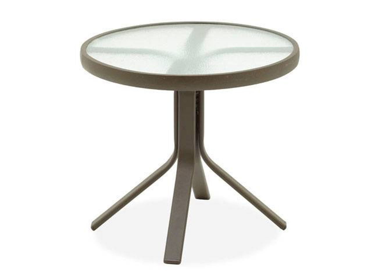 Hideaway Mocha Aluminum 20 in. End Table with Glass Top