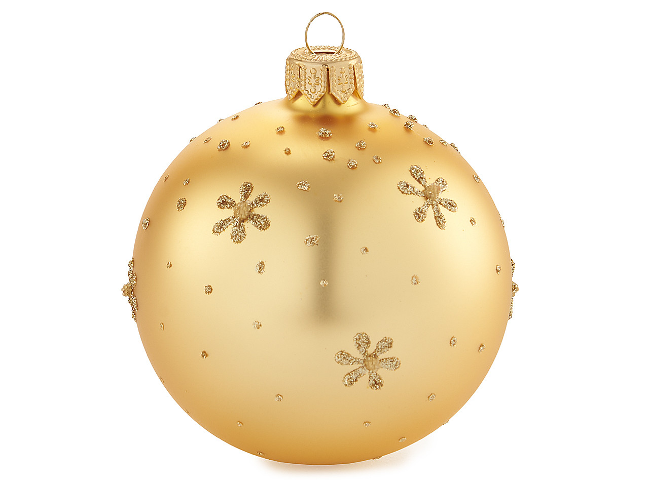 80 mm Gold Matte Stars Glass Christmas Ball Ornament