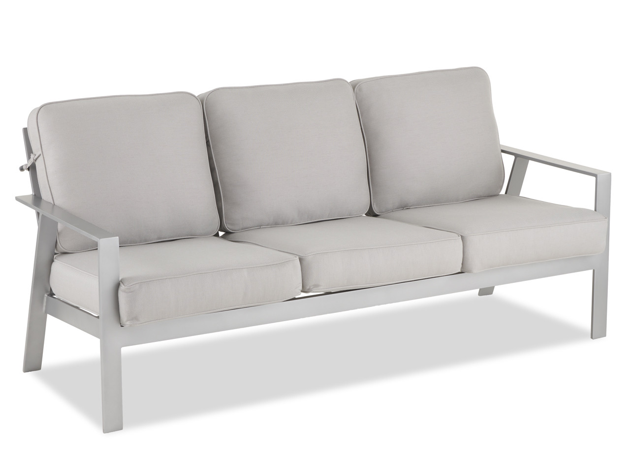 Trento Platinum Aluminum and Silver Linen Cushion Sofa