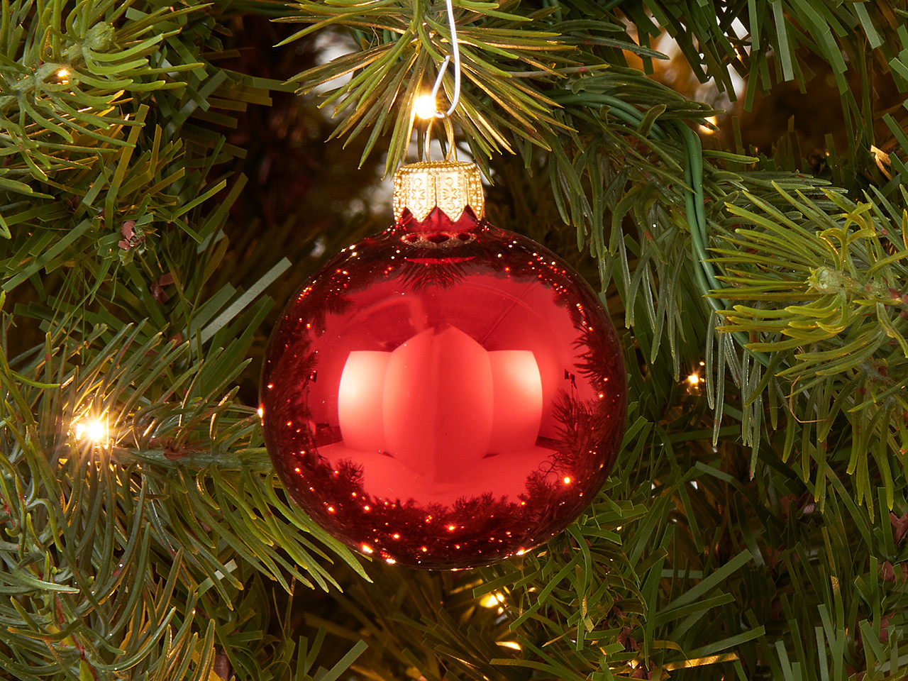 In-Store Only - 60 mm Red Shiny Glass Christmas Ball Ornaments, Set of 6