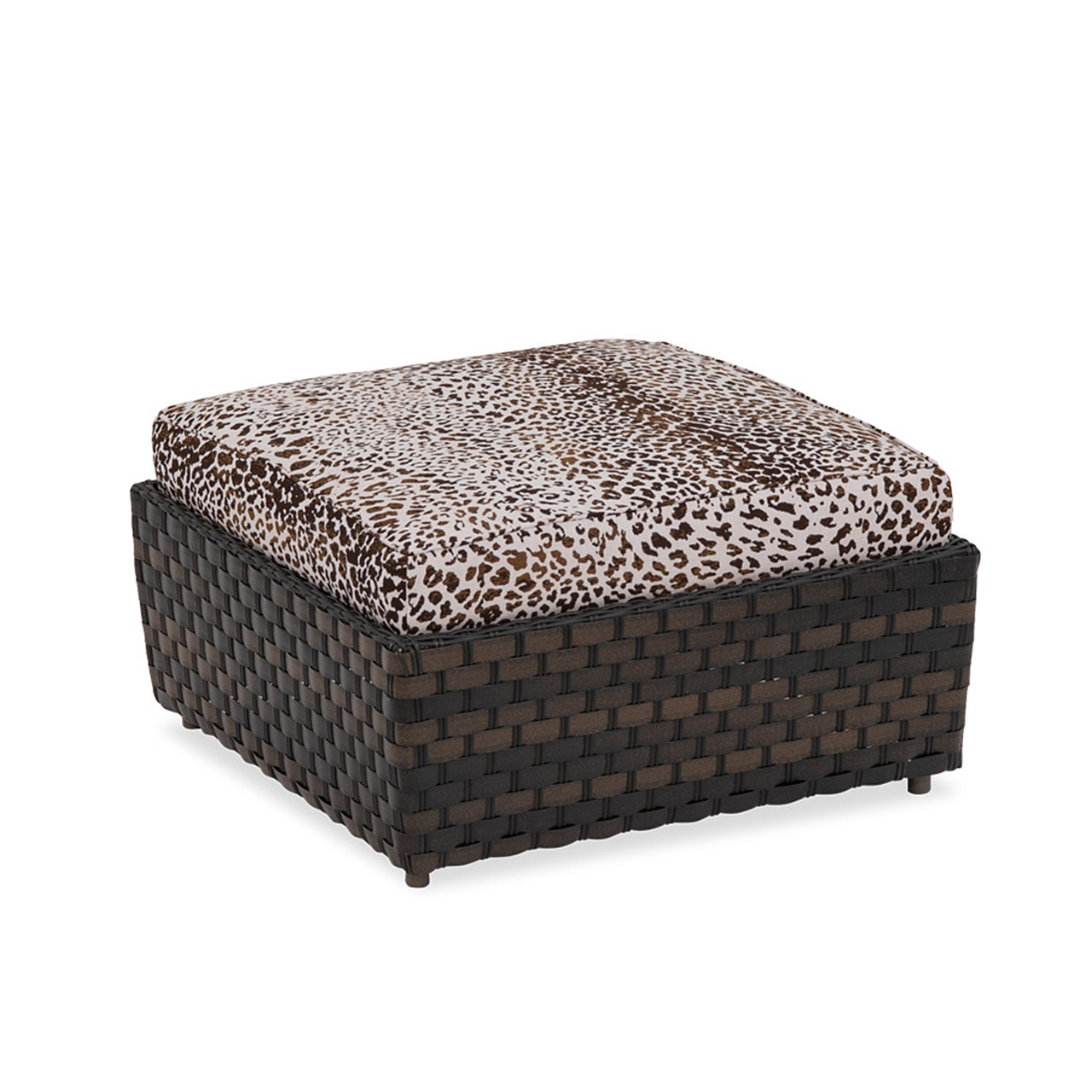 Catalina Cigar Outdoor Wicker with Instinct Espresso Cushion 35 in. Sq. Ottoman Coffee Table