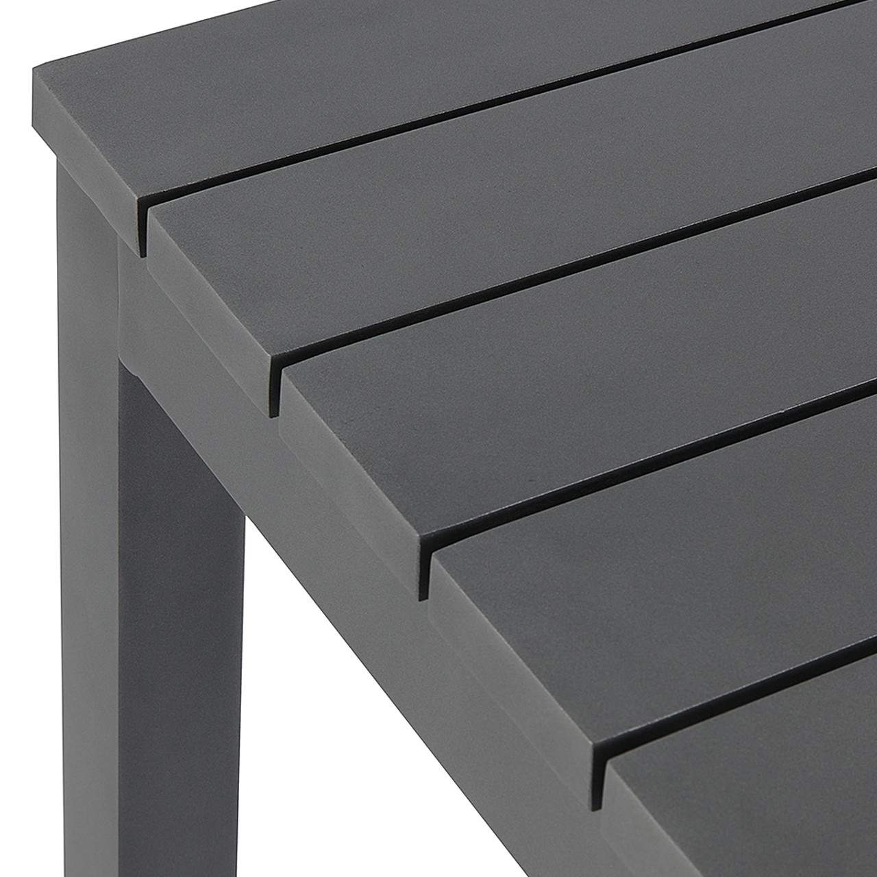 Soho Slate Grey Aluminum 32 in. Sq. Slat Top Dining Table