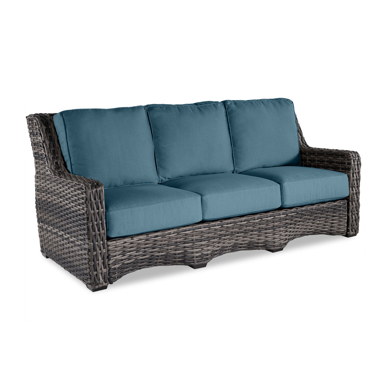 Tangiers Canola Seed Outdoor Wicker and Cast Lagoon Cushion Sofa