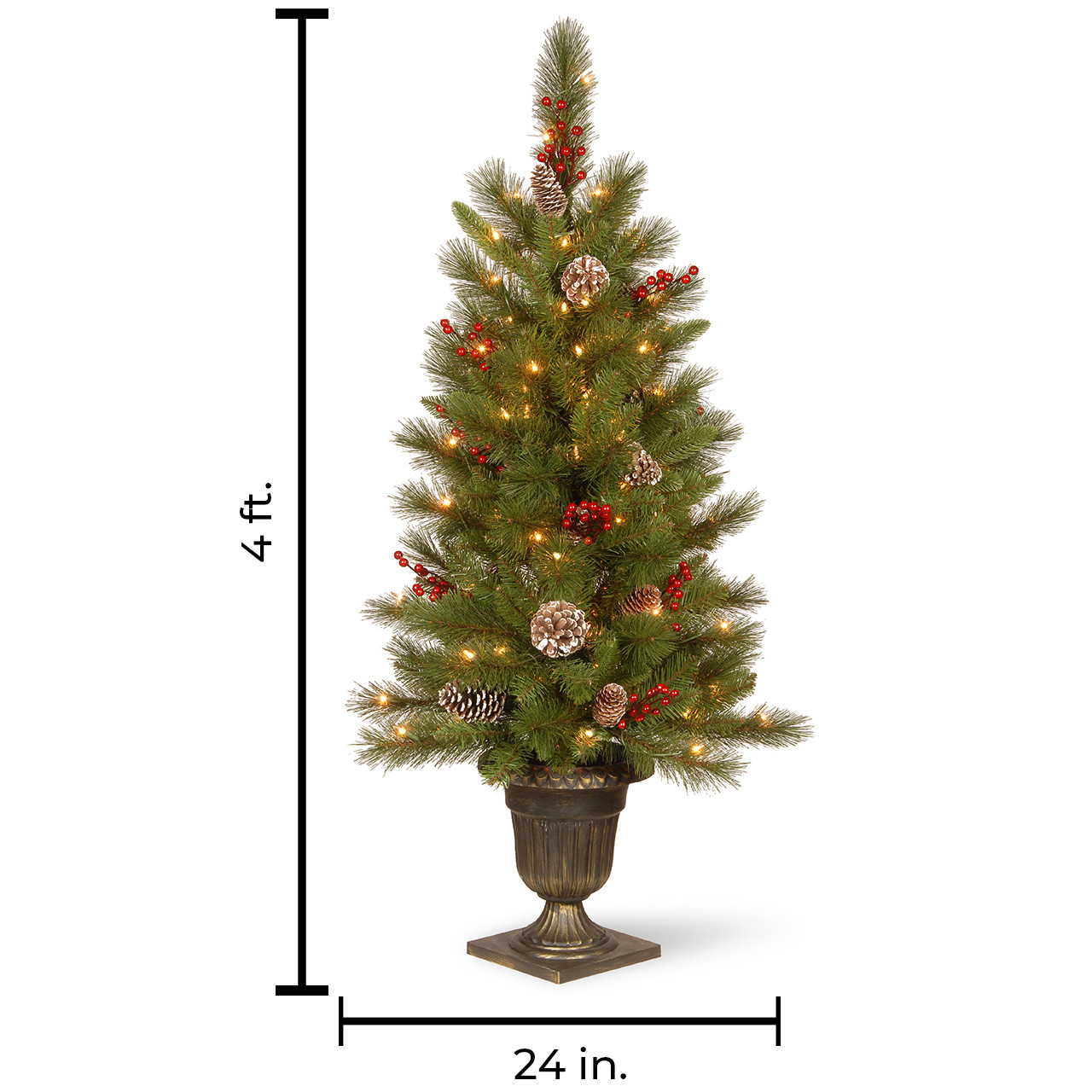 4 ft. Bristle Berry Pine Predecorated Classic Entrance Tree