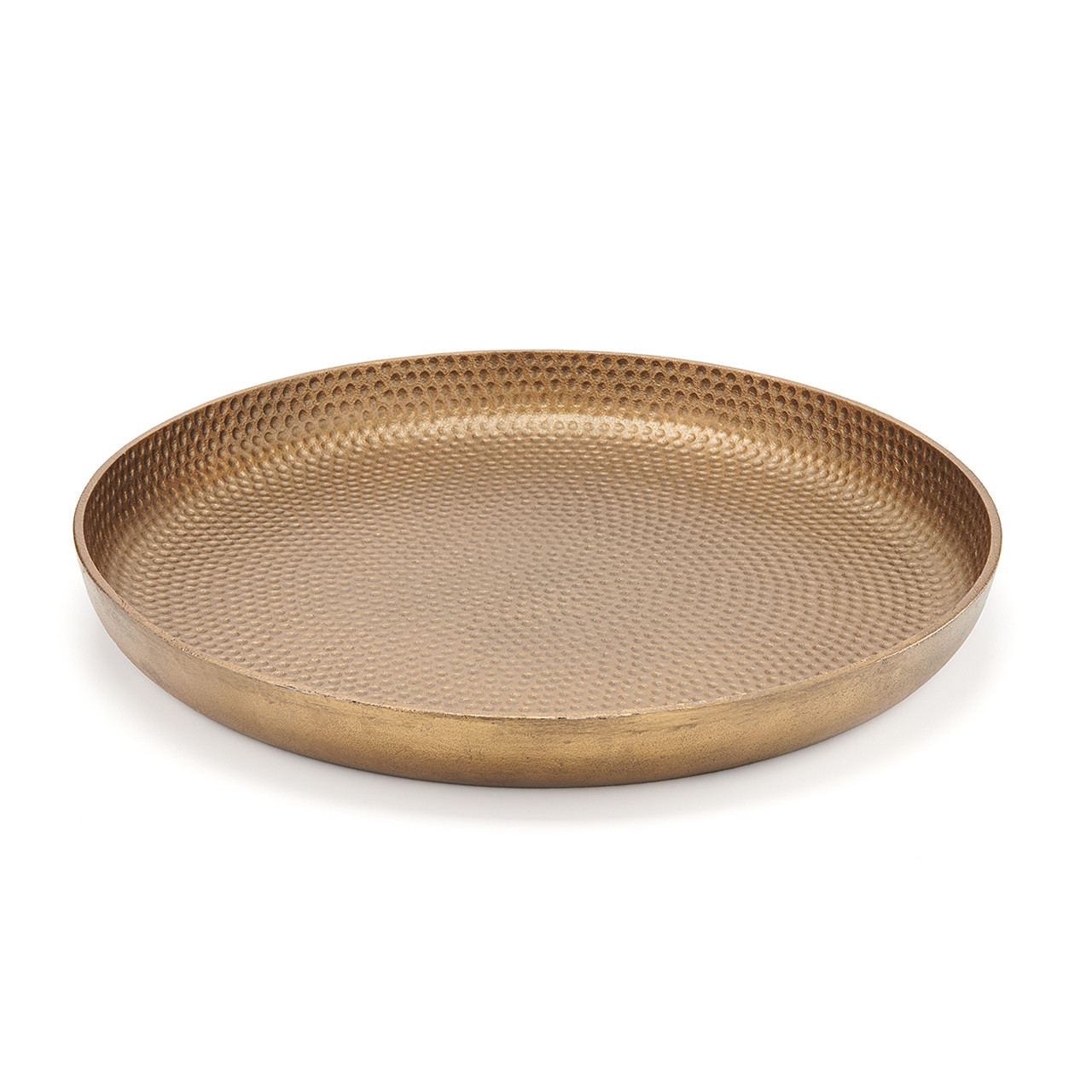 18 in. Gold Aluminum Serving Tray with Lip