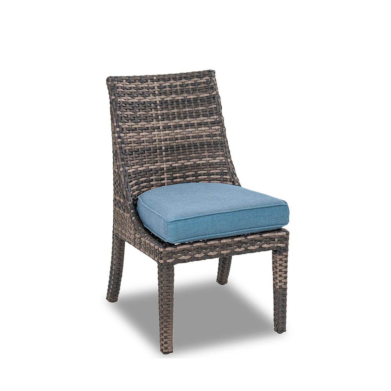 Tangiers Canola Seed Outdoor Wicker and Cast Lagoon Cushion Dining Side Chair